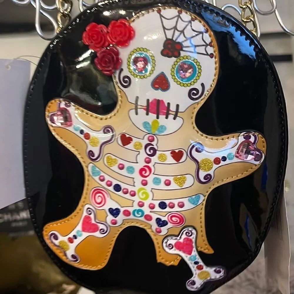 Betsey johson novelty kitsch crossbody ourse/bag/pocketbook skull cookie